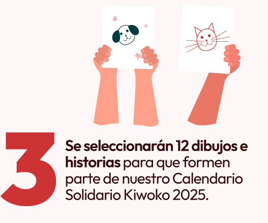 Se seleccionarán 12 dibujos e historias para que formen parte de nuestro Calendario Solidario Kiwoko 2025.